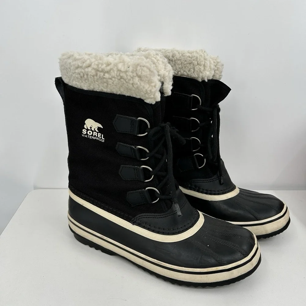 Sorel Womens Winter Carnival Waterproof Snow Boots Size 8.5 Black Outdoors Warm